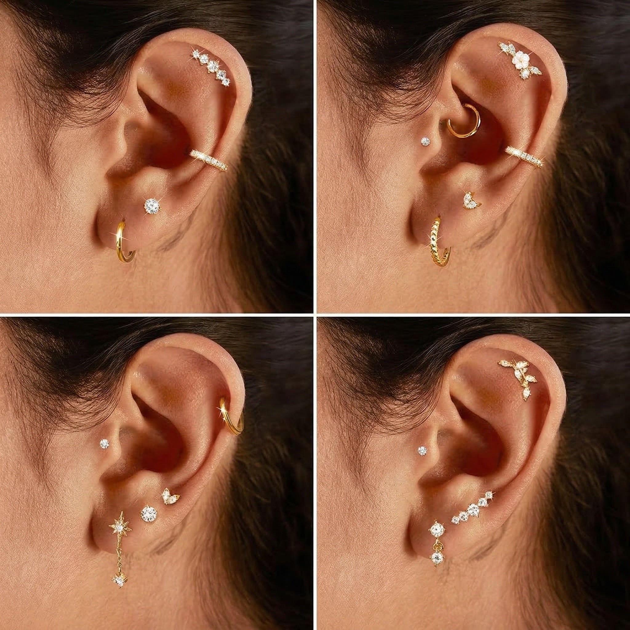 Cherry Diva Stud Multi Pack Of 12 Flat Back Studs And Hoops