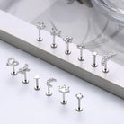 Multi Pack Of 12 Silver Cartilage / Labret Studs