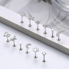 Cherry Diva Stud Multi Pack Of 12 Silver Cartilage / Labret Studs