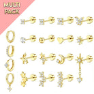 Cherry Diva Stud Multi Pack of 19 Cartilage Studs & Hoops