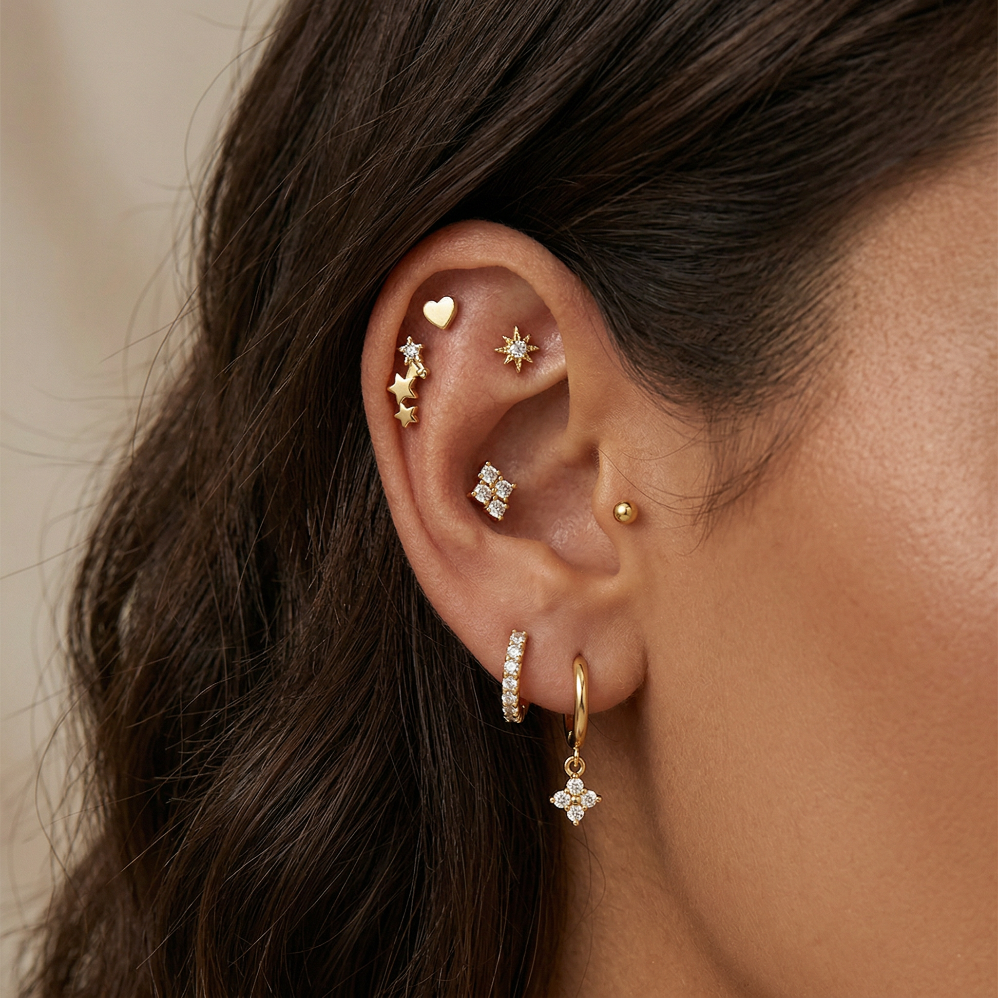 Cherry Diva Stud Multi Pack of 19 Cartilage Studs & Hoops