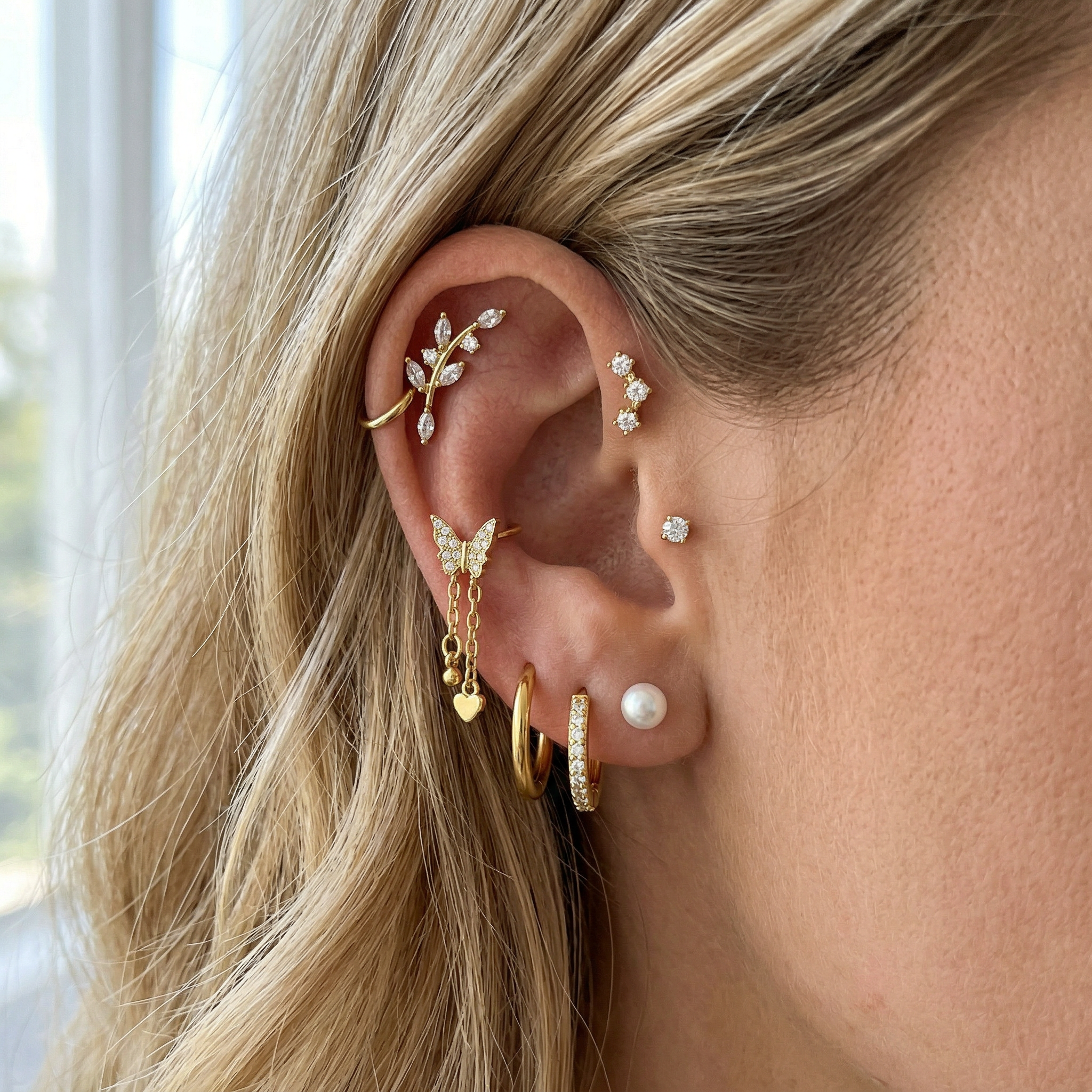 Cherry Diva Stud Multi Pack of 20 Cartilage Studs & Hoops