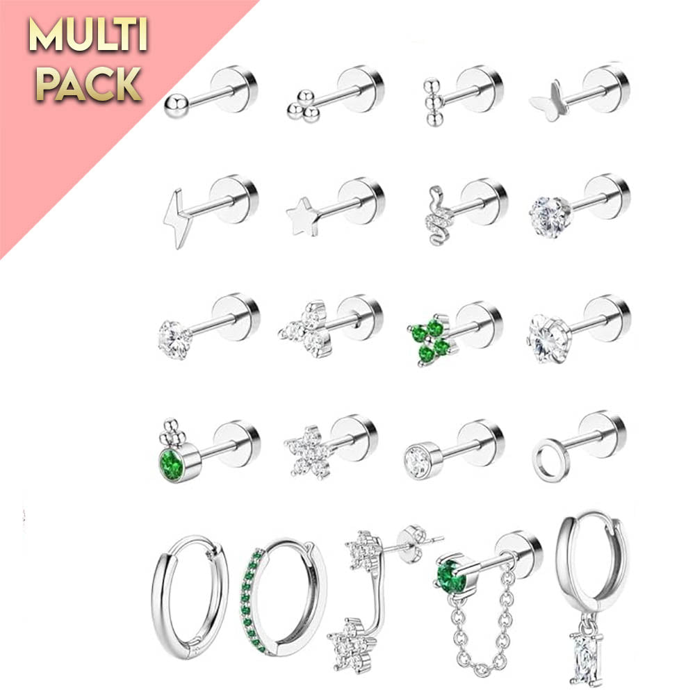 Cherry Diva Stud Multi Pack Of 21 Flat Back Studs And Hoops