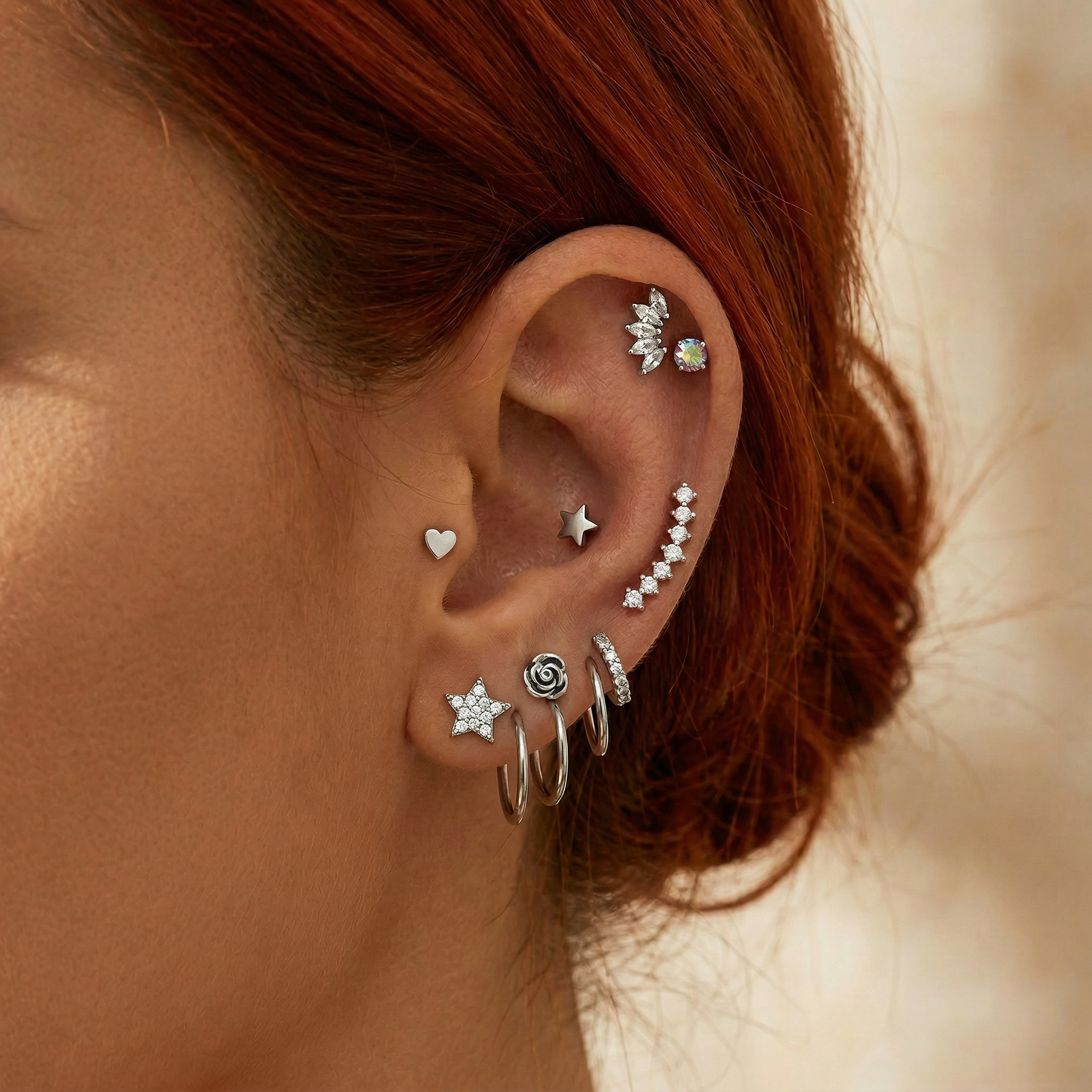 Cherry Diva Stud Multi Pack Of 21 Silver Hoops & Studs