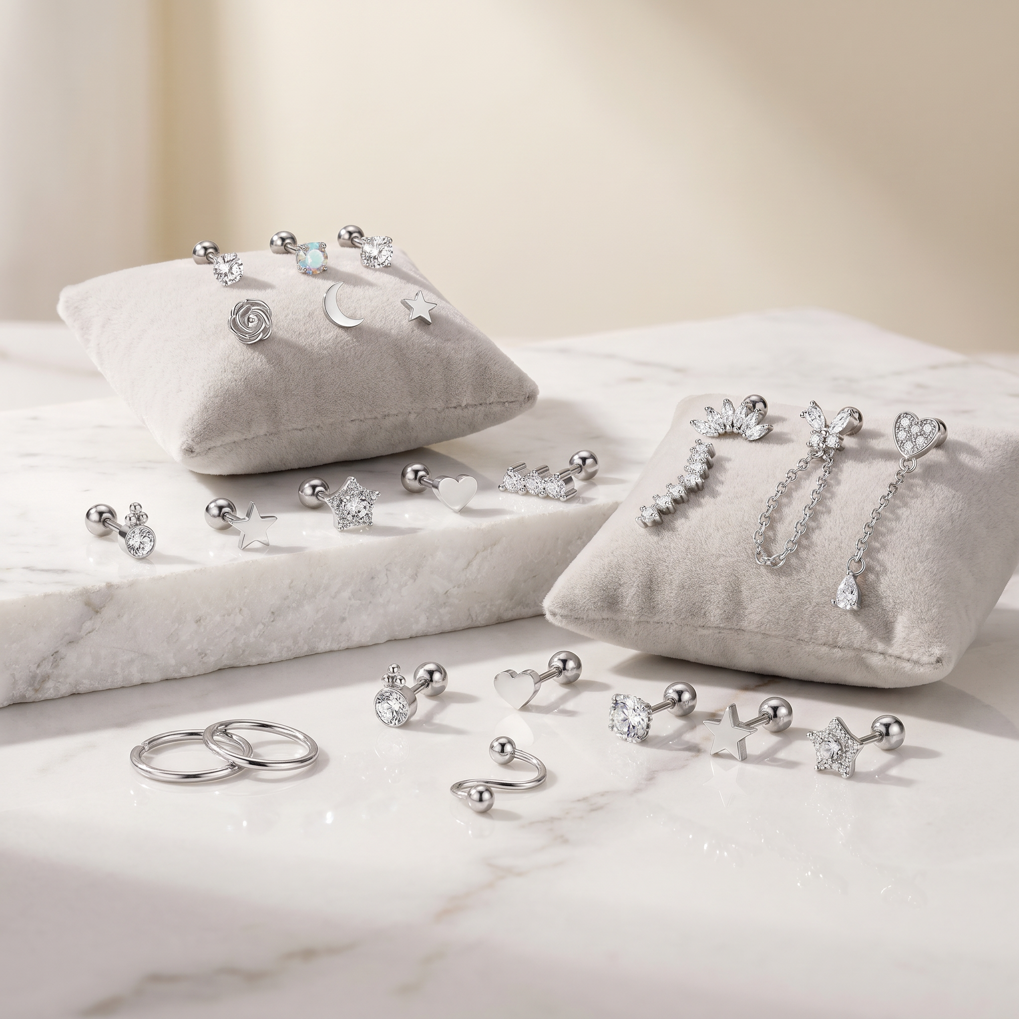 Cherry Diva Stud Multi Pack Of 21 Silver Hoops & Studs