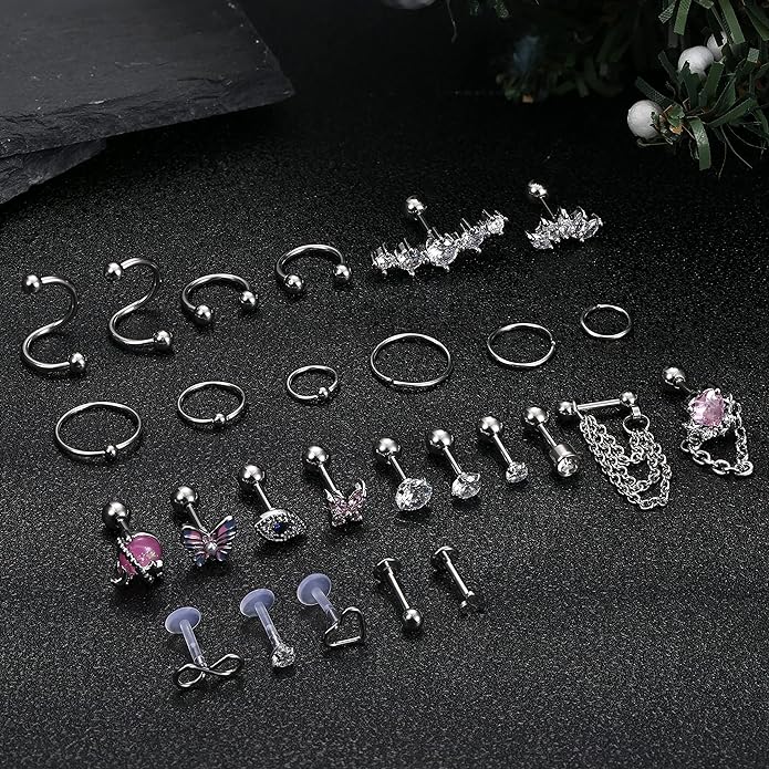 Cherry Diva Stud Multi Pack Of 27 Silver Hoops & Studs