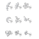 Cherry Diva Stud Silver / 6MM Multi Pack Of 9 Crystal Cartilage / Labret Studs