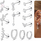 Cherry Diva Stud Silver Multi Pack Of 12 Flat Back Studs And Hoops
