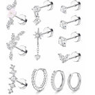 Cherry Diva Stud Silver Multi Pack Of 12 Flat Back Studs And Hoops