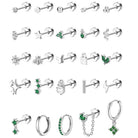 Cherry Diva Stud Silver Multi Pack Of 25 Flat Back Studs And Hoops