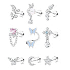 Cherry Diva Stud Silver Multi Pack of 9 Crystal Cartilage Studs