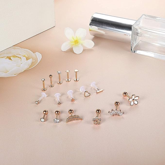 Limited Edition 16 Pack Rose Gold Crystal Studs
