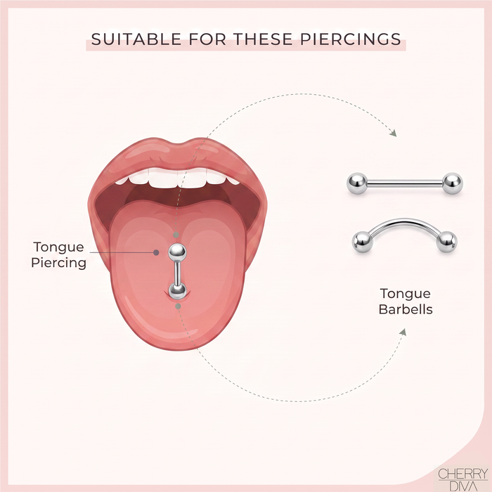 14 Gauge Hypoallergenic Luminescent Smiley Face Barbell Compatibility Placement Diagram