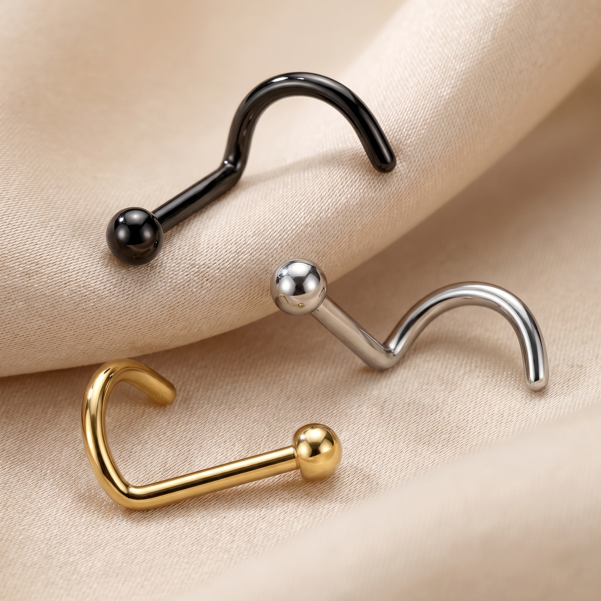 20 Gauge Titanium Dome Top Screw Nose Stud