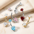 Dongguan Manwei Jewelry Co., Ltd. Belly Bar 14 Gauge Titanium Double Crystal Heart Belly Button Bar