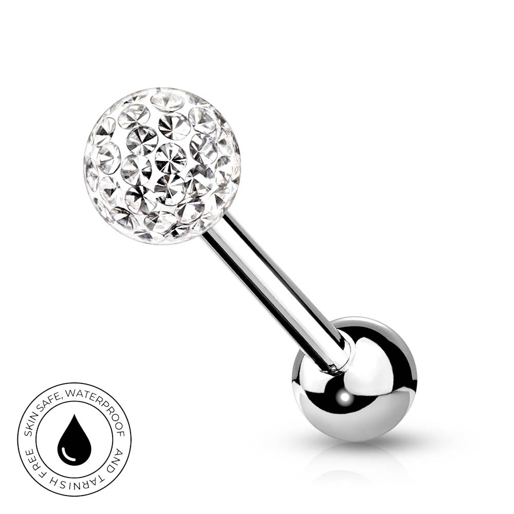 14 Gauge Internally Threaded Glitterball Tongue Barbell