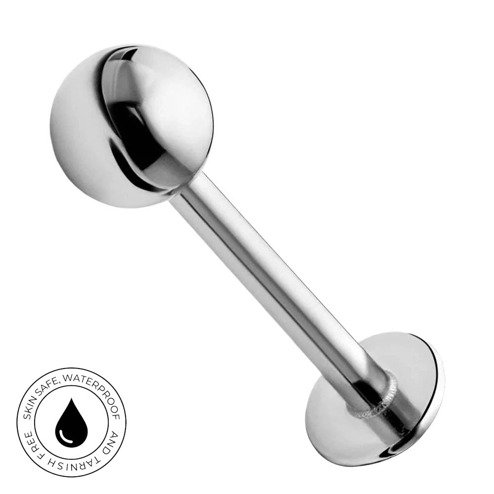 16 Gauge Silver Flat Back Ball Top Labret Stud