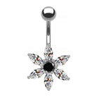 Jiaozhou Gaby Jewelry Factory Belly Bar 14 Gauge Onyx Flower Belly Button Bar