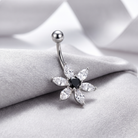 Jiaozhou Gaby Jewelry Factory Belly Bar 14 Gauge Onyx Flower Belly Button Bar