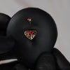 14 Gauge Crystal Filigree Heart Belly Bar