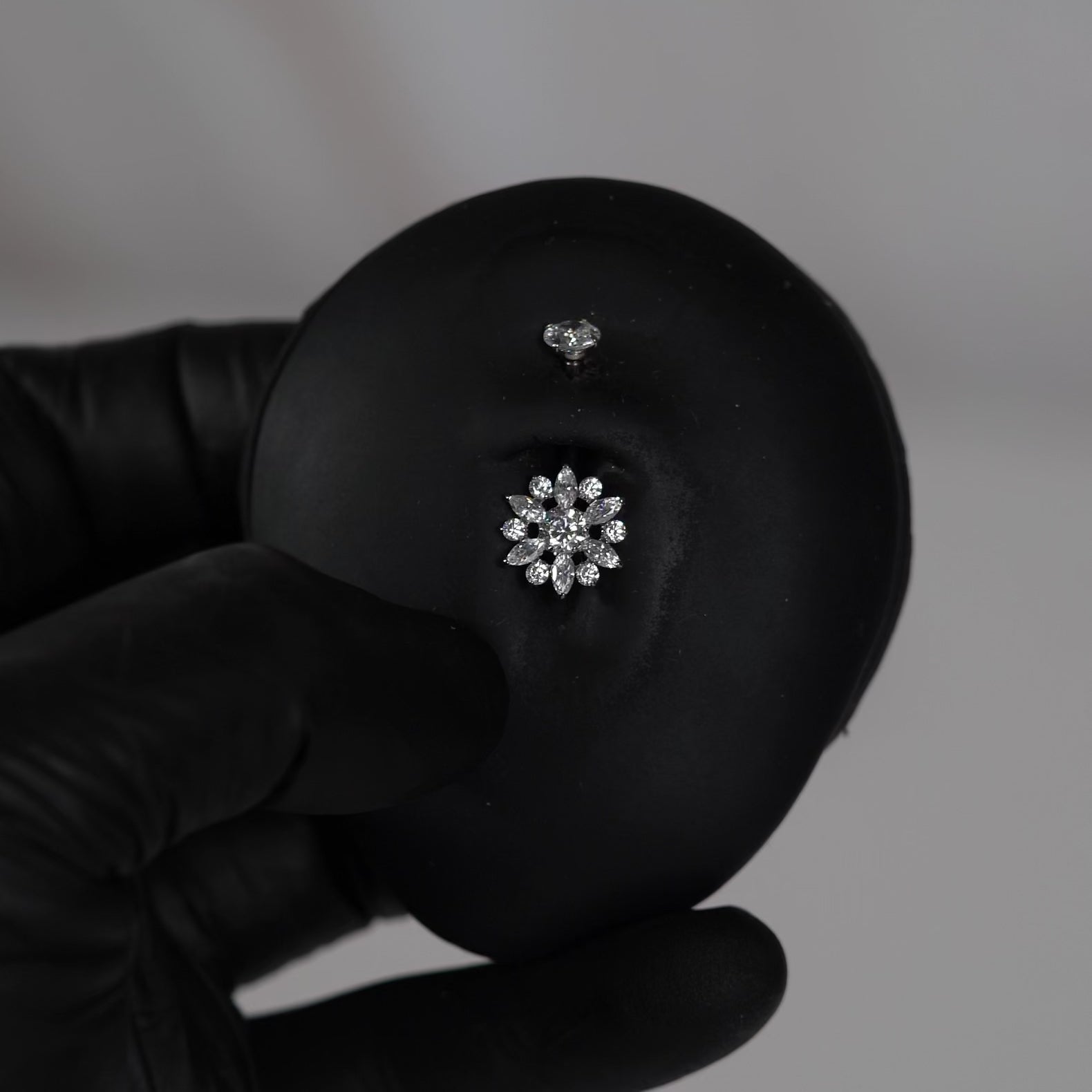 14 Gauge Internally Threaded Titanium Flower Belly Button Bar