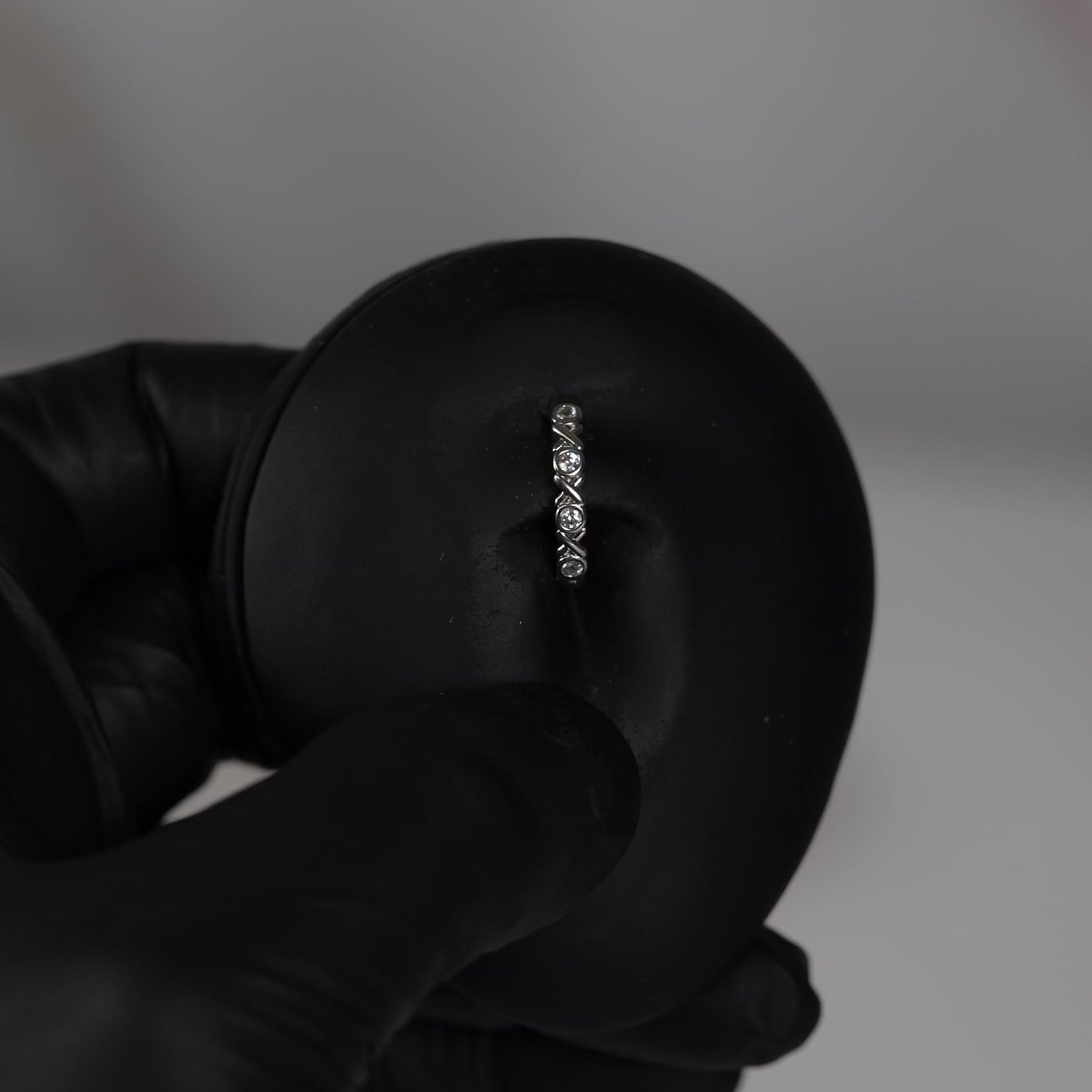 14 Gauge Hinged Crystal Criss Cross Belly Button Ring