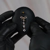 14 Gauge Golden Dangling Crystal Bow Belly Button Bar