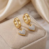 Hypoallergenic Dangling Crystal Heart Huggie Hoop Earrings