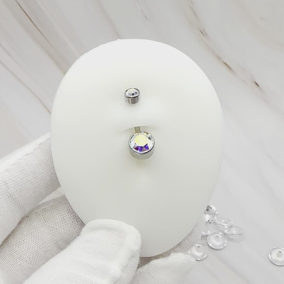 14 Gauge Titanium Bezel Set Crystal Belly Button Ring Product Video