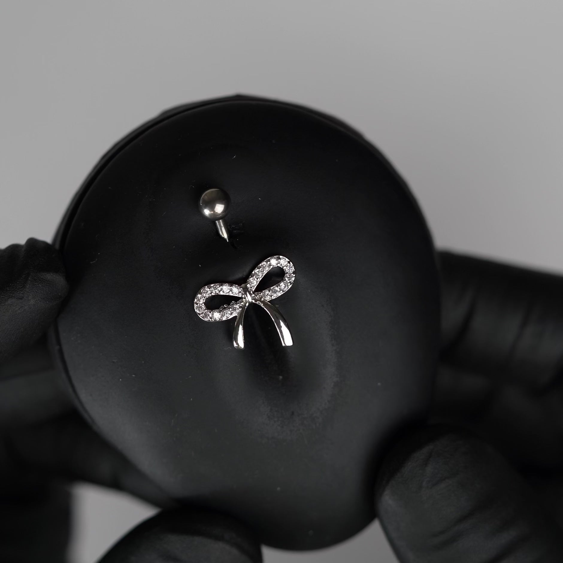 14 Gauge Titanium Crystal Bow Belly Button Bar