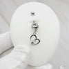Dangling Crystal Heart Belly Button Bar - Clear - product video
