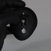 14 Gauge Silver Dangling Crystal Heart Belly Button Bar