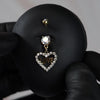 14 Gauge Dangling Love Heart Belly Button Bar