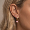 Hypoallergenic Pink Heart Hinged Hoop Earrings
