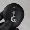 14 Gauge Dangling Moon & Star Belly Button Bar