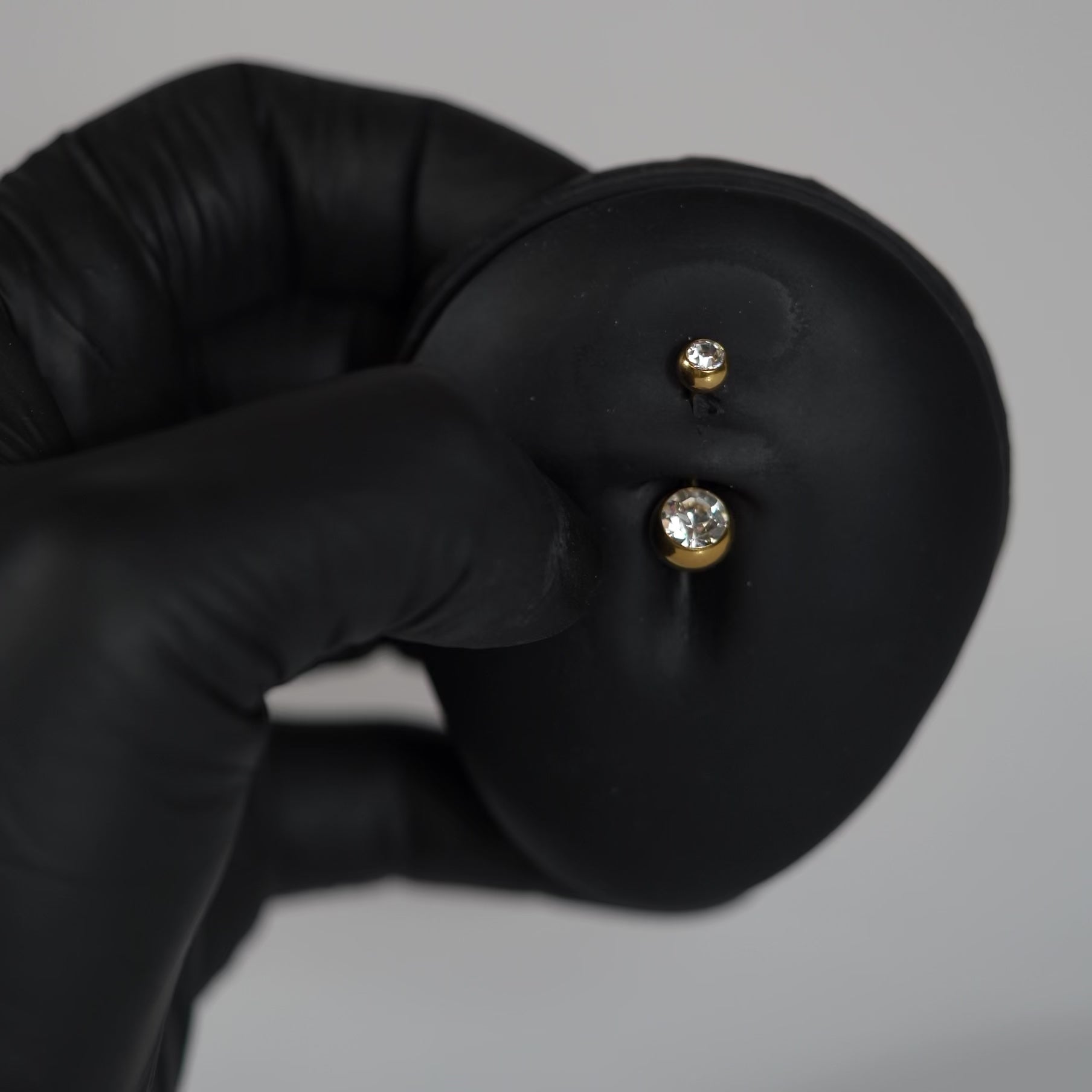 14 Gauge Gold Plated Double Crystal Titanium Belly Button Bar