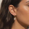 Hypoallergenic Dangling Crystal Flower Huggie Hoop Earrings
