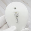14 Gauge Double Dangling Crystal Flower Belly Bar - Product Video