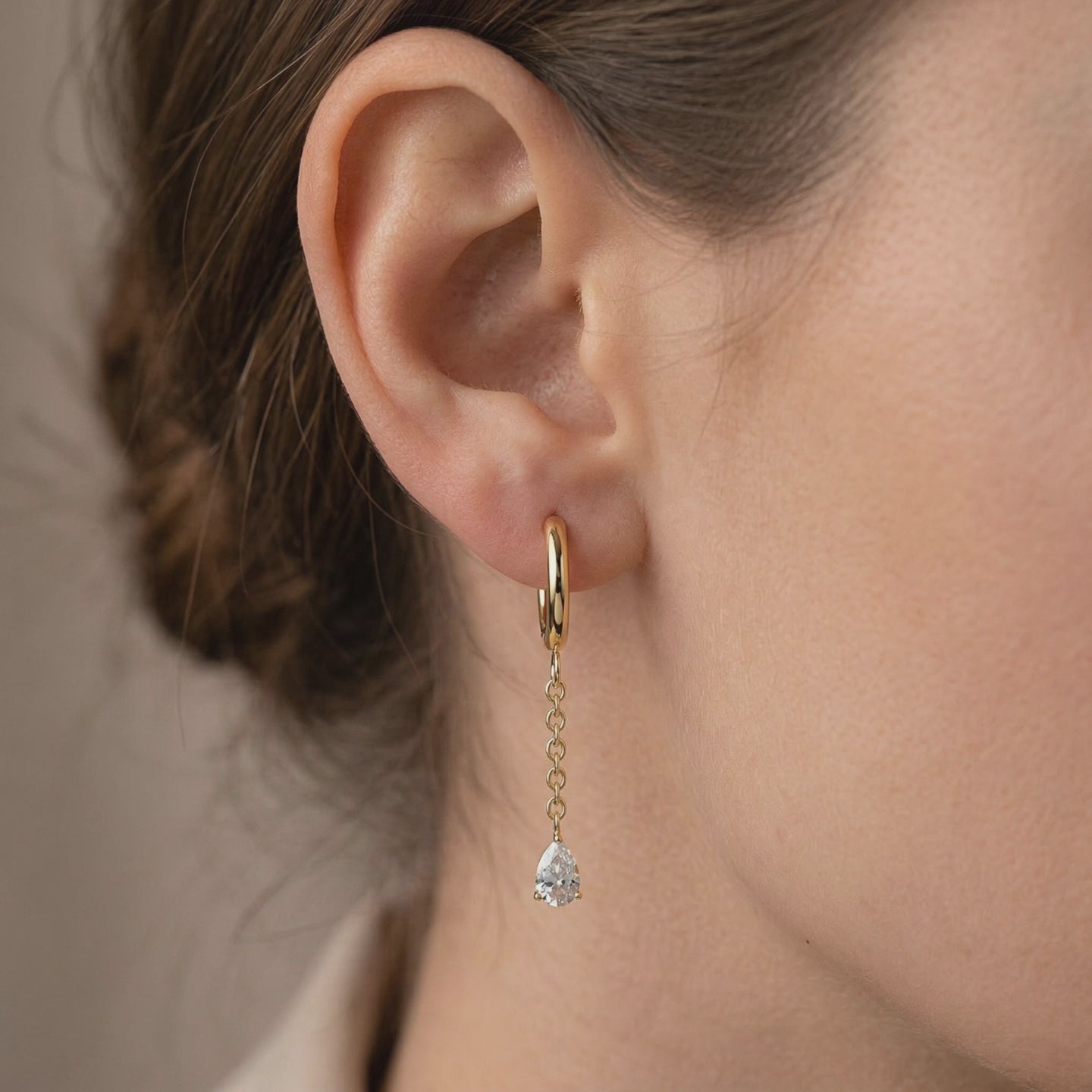 Hypoallergenic Dangling Crystal Teardrop Hoop Earrings
