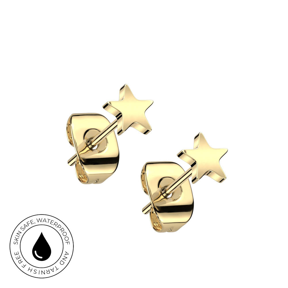20 Gauge Titanium Star Shaped Stud Earrings