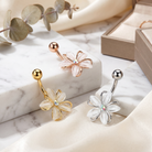 Yiwu Mitu Jewelry Co., Ltd. Belly Bar 14 Gauge Aurora Flower Belly Button Bar