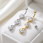 Yiwu Mitu Jewelry Co., Ltd. Belly Bar 14 Gauge Double Dangling Gemstone Belly Bar