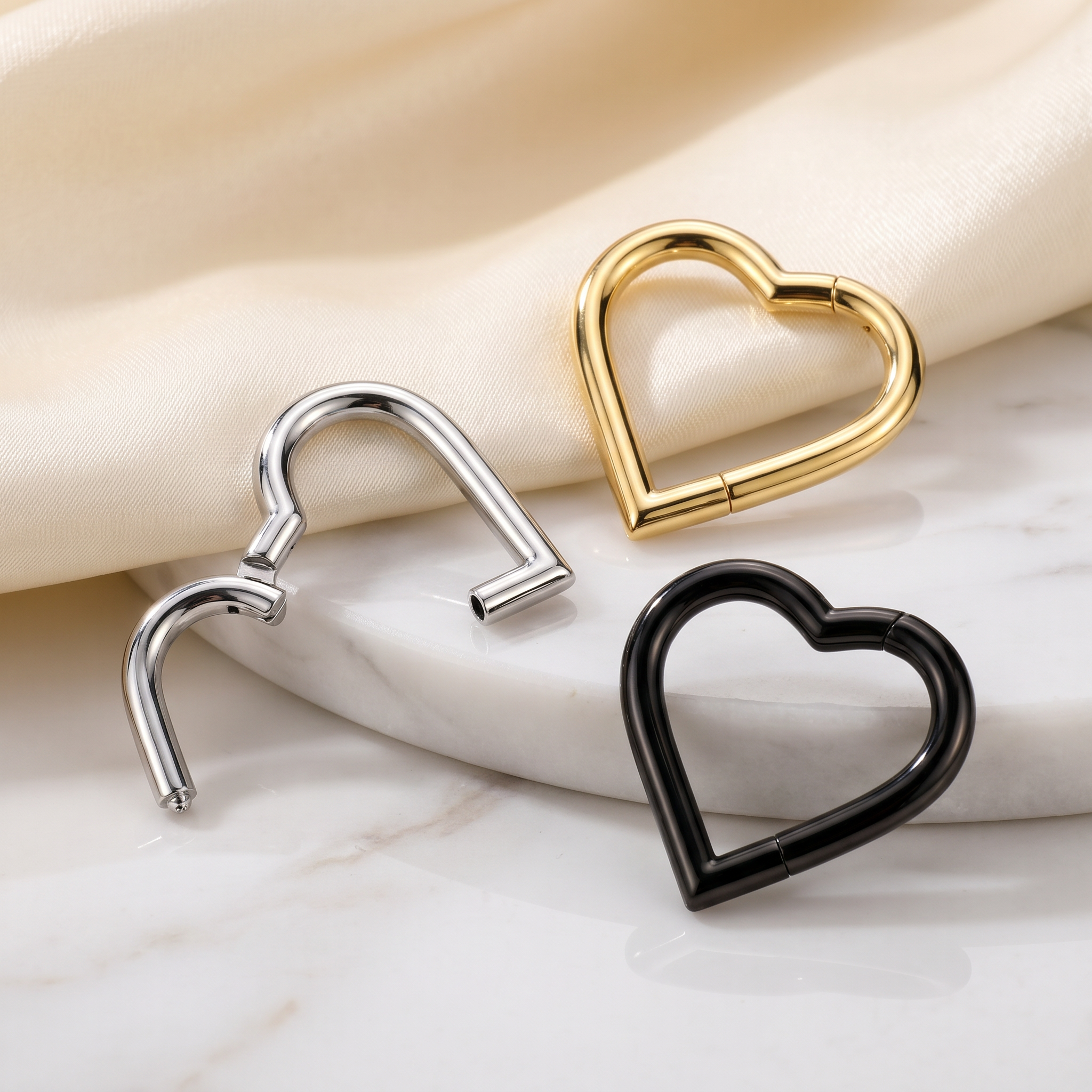 Yiwu Mitu Jewelry Co., Ltd. Hinged Hoop Ring 16 Gauge Titanium Heart Shaped Hinged Segment Hoop