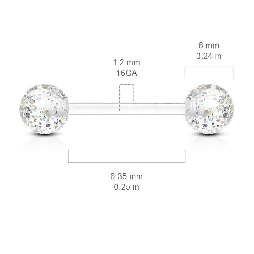 Cherry Diva Barbell 14 Gauge Glitter Balls Flexible PTFE Barbell