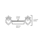 Cherry Diva Barbell 14 Gauge Hollow Crystal Heart Barbell Nipple Ring