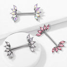 14 Gauge Marquise Flower Gemstone Barbell Nipple Ring - Colours
