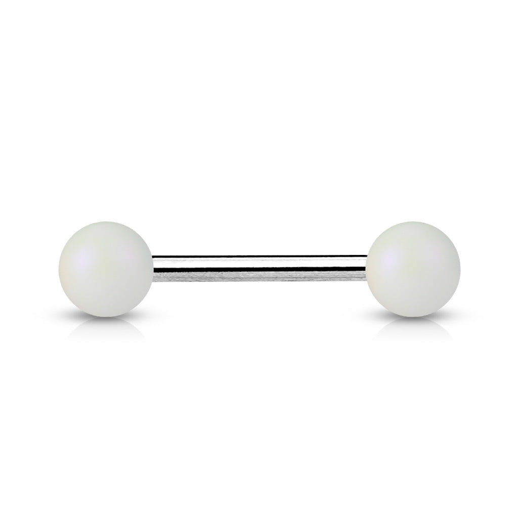 14 Gauge Matte Finish Surgical Steel Straight Barbell White