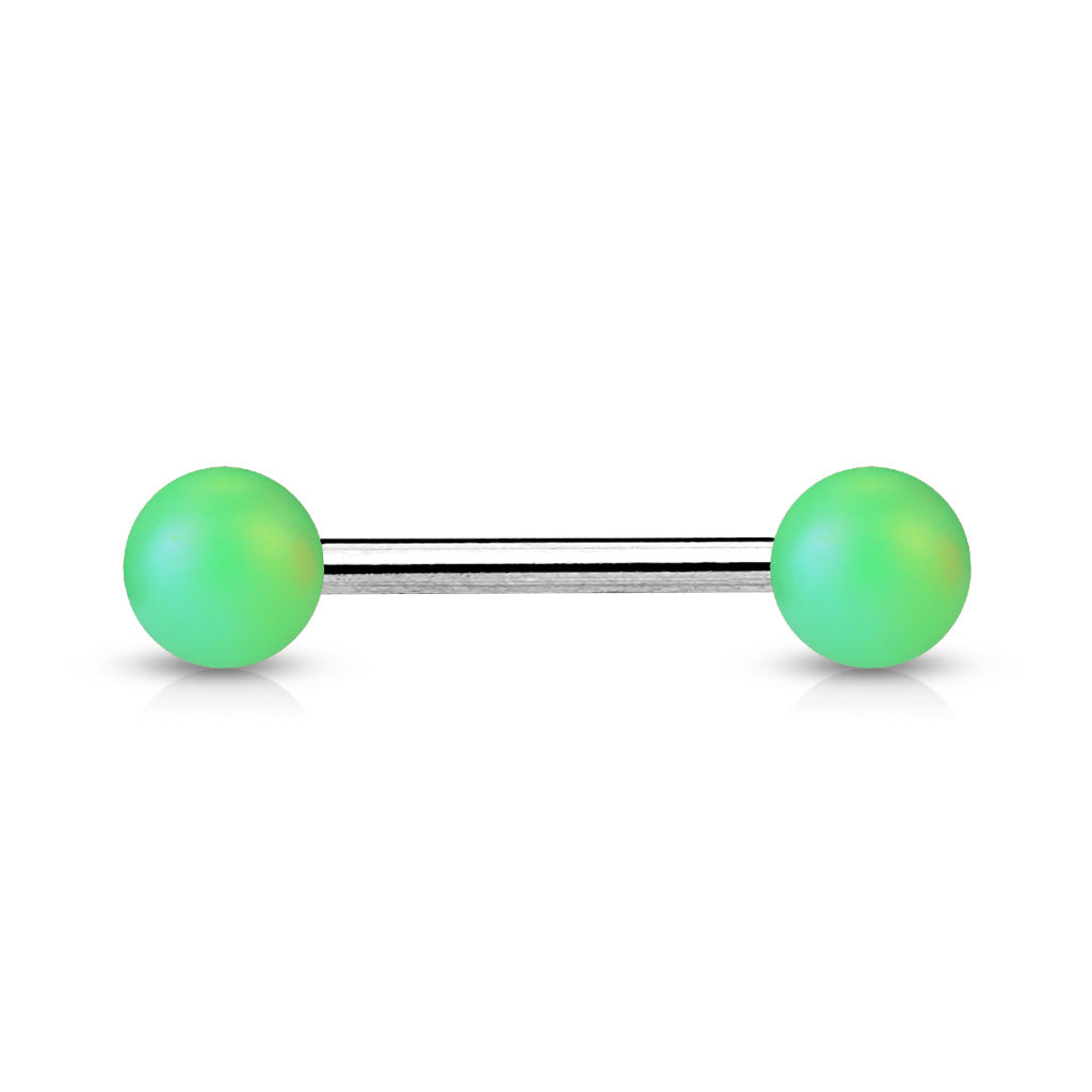 14 Gauge Matte Finish Surgical Steel Straight Barbell Green