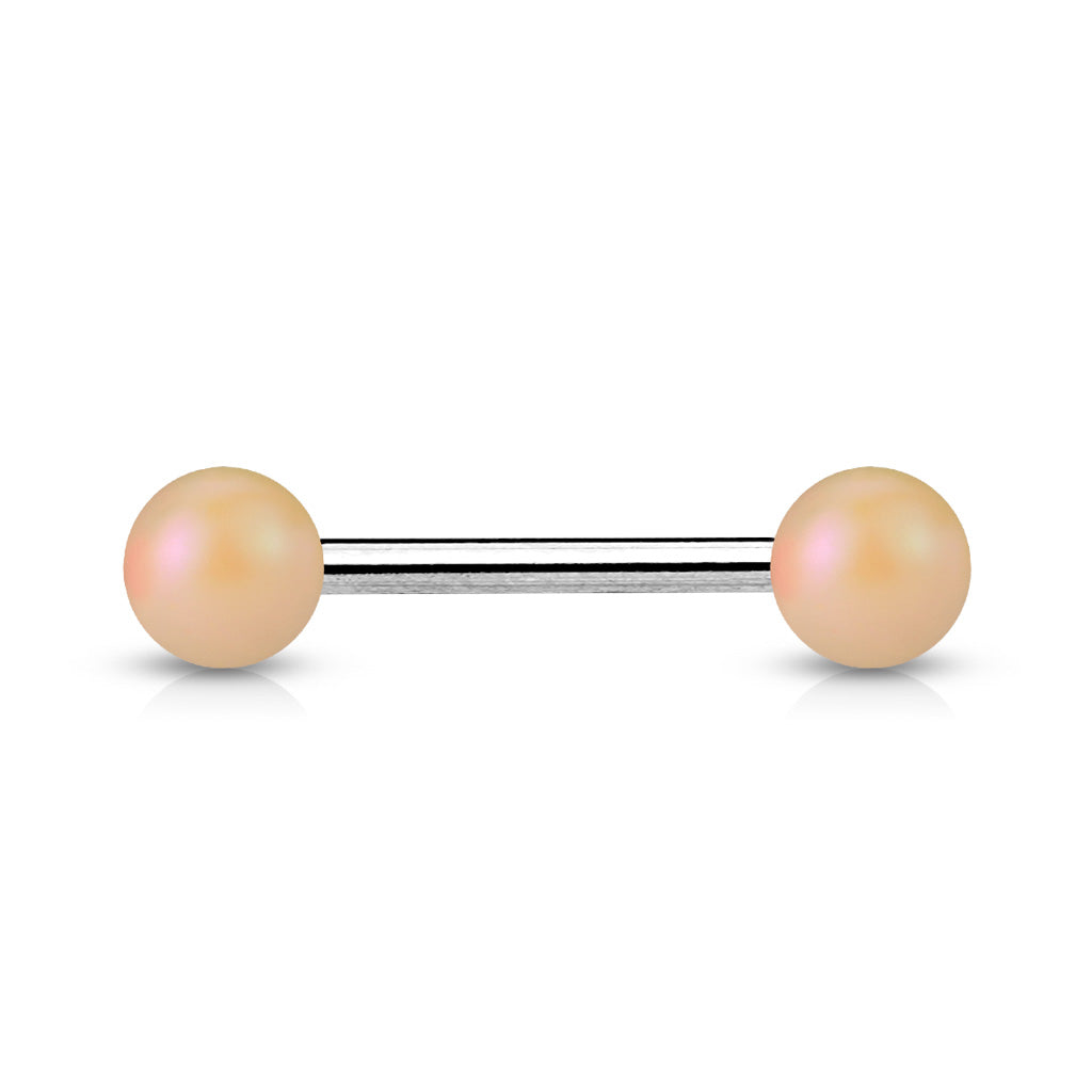 14 Gauge Matte Finish Surgical Steel Straight Barbell Peach