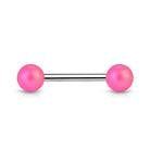 14 Gauge Matte Finish Surgical Steel Straight Barbell Pink